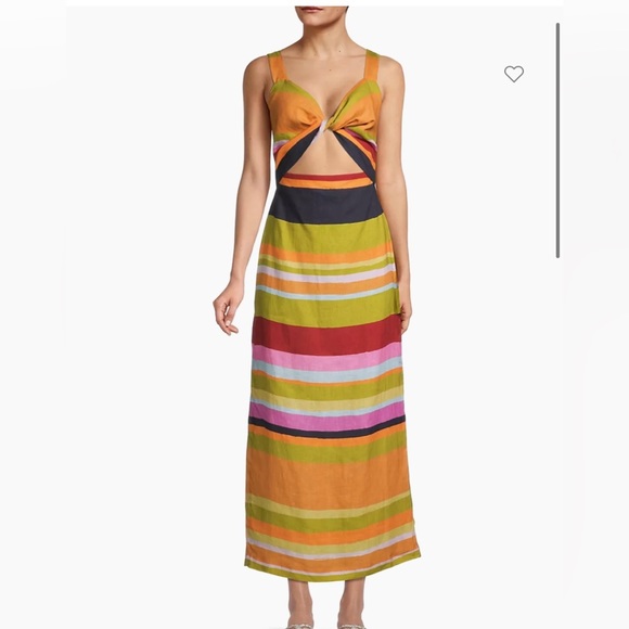 Cala de la Cruz Dress NEW one of a kind, striped linen cut-out dress Retail $525 - Picture 1 of 9